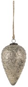Šedo-strieborná anik sklenená vianočná ozdoba v tvare šišky XL - Ø 15*25 cm
