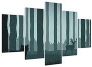 Obraz - Jeleň s vlkom v skalách (150x105 cm)