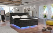 Posteľ Boxspring Amadeus + LED 200x180, čierno-šedá (pytlovina - bao 02)