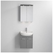 Kúpeľňová skrinka s umývadlom Vang + LED zrkadlová skrinka 230V IP44 sivá