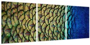Obraz - Pávie perie (s hodinami) (90x30 cm)
