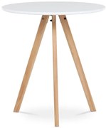 Jídelní stůl kulatý 70x70x73 cm, deska MDF bílý matný lak, nohy masiv buk,