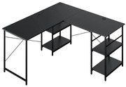 Rohový písací stôl s poličkami, čierny, s možnosťou prestavby