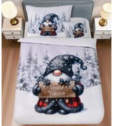 3 dielne 3D obliečky Polycotton Vianočné Gnome čierny 200x140cm+90x70cm TiaHome