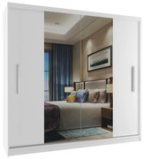 Šatníková skriňa 200 cm Belini biely mat s posuvnými dverami a zrkadlom  ME SZP1/2/W/W/0/AL