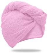 Rýchloschnúci froté turban na vlasy ružový, 100% bavlna