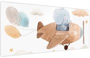 Obraz - Akvarelový slon v lietadle (120x50 cm)