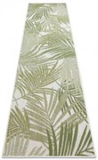 Koberec / behúň šnúrkový SIZAL SION Lístie Palmy, tropický 2837 ploské tkanie biely / zelený