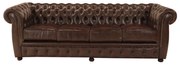 Pohovka štvormiestna Chesterfield Liverpool z pravej hovädzej kože Brown Brown