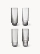 Ručne fúkané reliéfne poháre na longdrinky Ripple, 4 ks
