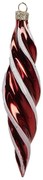Červenobiela sklenená vianočná ozdoba cencúľ - Ø 4*17 cm