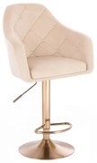 LuxuryForm DESIGN Barová stolička ROMA VELUR na zlatom tanieri - krémová