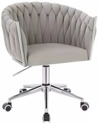 LuxuryForm DESIGN Stolička NORDEN VELUR na striebornej podstave s kolieskami - svetlo šedá