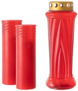 Nexos 85949 Smútočná sviečka, červená, 28 cm, 3 kusy