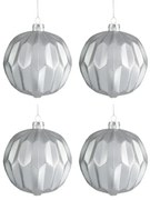 Sada 4ks strieborná sklenená ozdoba s glitrami - Ø 10cm