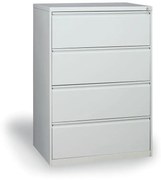 Kovona Dvojradová kovová kartotéka A4, 4 zásuvky, sivá