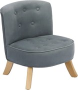 Detské kreslo velvet šedé 17 cm Drevo