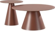 Hnedé okrúhle konferenčné stolíky v súprave 2 ks so sklenenou doskou ø 80 cm Vida – MOME