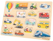 Drevené vkladacie puzzle - dopravné prostriedky - 16 ks