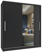 Šatníková skriňa 133 cm Belini čierny mat s posuvnými dverami a zrkadlom MSE SZP2/2/B/1B1L/AL