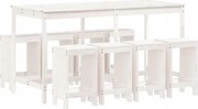 vidaXL 9-dielna sada barového nábytku do záhrady, biela, borovicové drevo