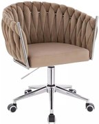 LuxuryForm DESIGN Stolička NORDEN VELUR na striebornej podstave s kolieskami - latte