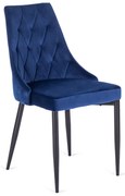Stolička IMOLA velvet zamatová - námornícka modrá, čierne nohy - vintino.sk