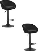 Sada 2 barových stoličiek EAST čierny zamat / čierna podnož