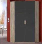 Rohová šatníková skriňa Cariba, dub san remo/grafit%