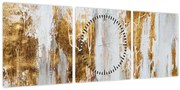 Obraz - Abstrakcia so zlatou (s hodinami) (90x30 cm)