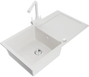 Mexen Leo, drez granitový 900x500x190 mm, 1-komorový a biela batéria Duero, biela, 6501-20-671600-20
