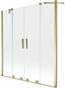 Mexen Velar Duo, 2-krídlová posuvná vaňová zástena 140 x 150 cm, 8mm číre sklo, zlatý lesklý profil, 896-140-000-02-50