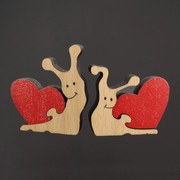 AMADEA Drevenie slimáky so srdcom, masívne drevo, 9 x 5 cm, český výrobok