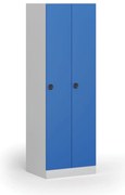 Kovová šatníková skrinka S1, 2-dverová, 1850 x 600 x 500 mm, kódový zámok, modré dvere