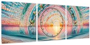 Obraz – Mozaika zapadajúceho slnka (s hodinami) (90x30 cm)