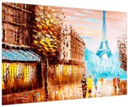 Obraz - Daždivého počasia a Eiffelovej veže (90x60 cm)