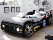 Detská závodná posteľ Energy 90x200 cm, čierne auto s osvetlením%