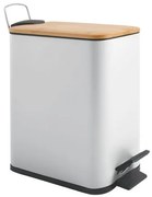 Spirella pedálový odpadkový kôš ERIK biela oceľ bambusové veko 5 L 10.22581