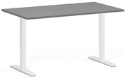 Výškovo nastaviteľný stôl, 140x80 cm, 2 motory, biela podnož, grafit