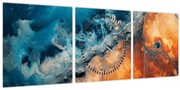 Obraz - Voda a oheň (s hodinami) (90x30 cm)