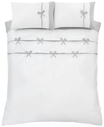 Bielo-sivé obliečky Catherine Lansfield Milo Bow, 135 x 200 cm