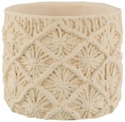 Béžový cementový kvetináč s drhaným vzorom Ibiza Macrame - Ø18*17 cm