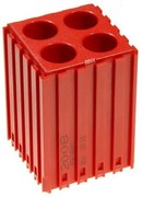 Plastový box na náradie s valcovou stopkou D16, modul 5x5, 4 dutiny, červená