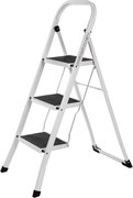 Skladacie schodíky STEP, 3 stupne, max. 150kg, biela/čierna SongmicsHome