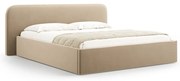Taupe čalúnená dvojlôžková posteľ s úložným priestorom s roštom 180x200 cm Elizabeth – Micadoni