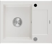 Mexen Enzo granitový jednokomorový drez s krátkym odkvapkávačom 576 x 465 mm, biela- 6506571005-20