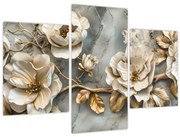 Obraz - Mramorové pozadie s kvetmi (90x60 cm)