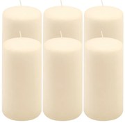 Sada stĺpových sviečok, 15 cm, Ø 7,5 cm, krémová, 6 ks