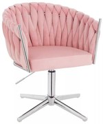 LuxuryForm DESIGN Stolička NORDEN VELUR na striebornom kríži - ružová