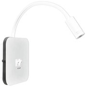 LED Flexibilná nástenná lampička s USB BASE 1xLED/8W + 1xLED/2W/230V biela